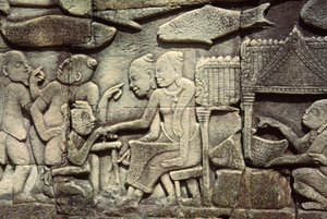 Escultura en piedra de Cambodian School